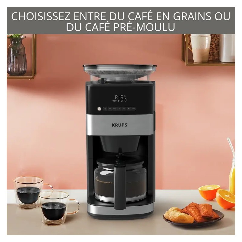 Cafetière filtre programmable Grind aroma, Broyeur à grains intégré, écran digital - KM832810